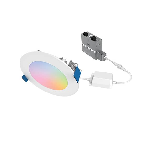 HALO HLB 4 in. Color and Tunable White Slim Canless Smart Wi-Fi LED Recessed Downlight with WiZ Pro