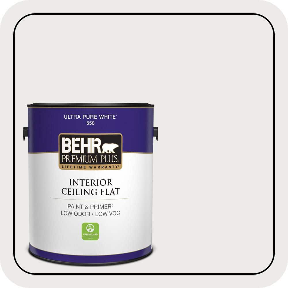 BEHR PREMIUM PLUS 1 gal. #52 White Ceiling Flat Interior Paint & Primer