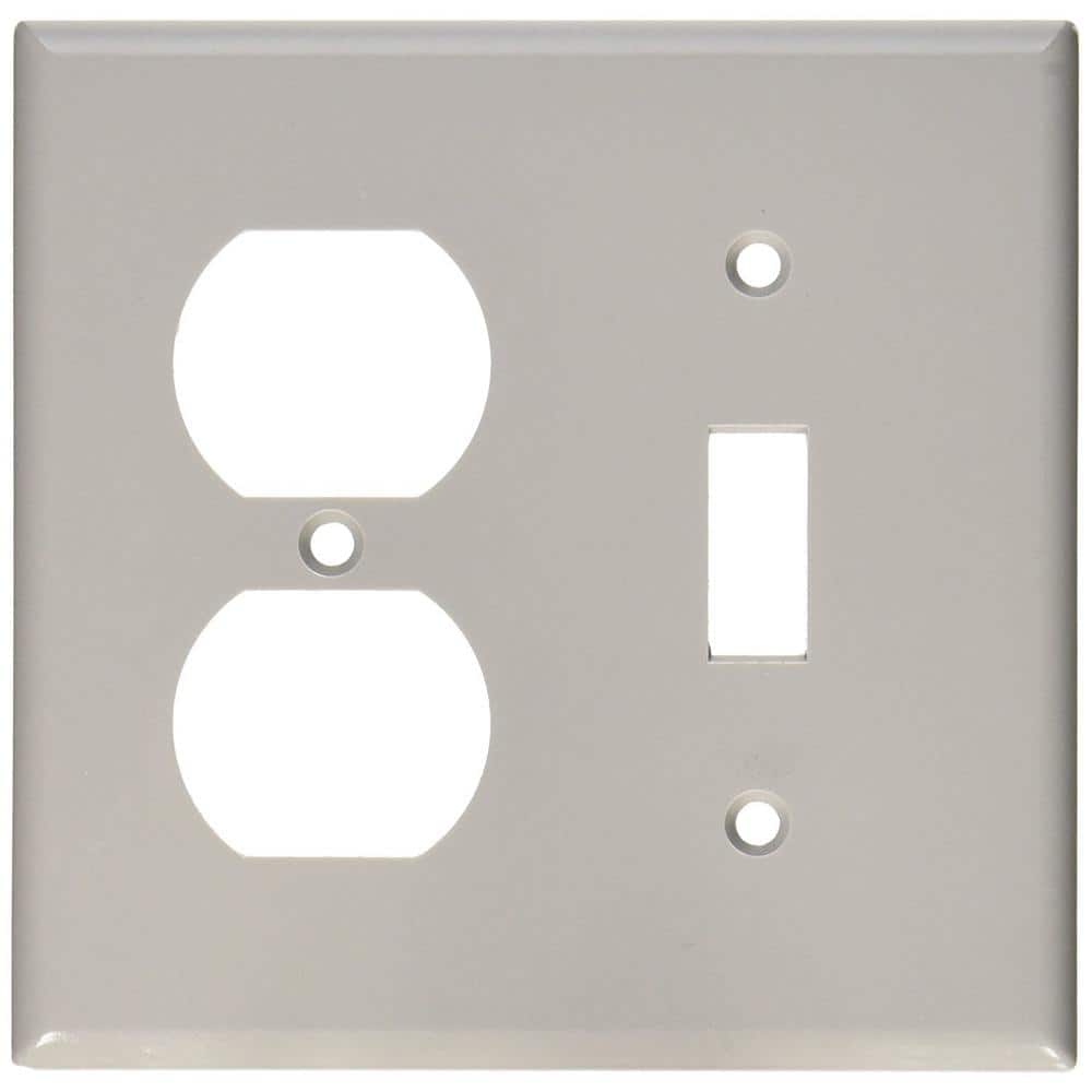 Leviton 1-Toggle / 1-Duplex Outlet/Receptacle Plastic /Oversized Wall Plate 88105-W