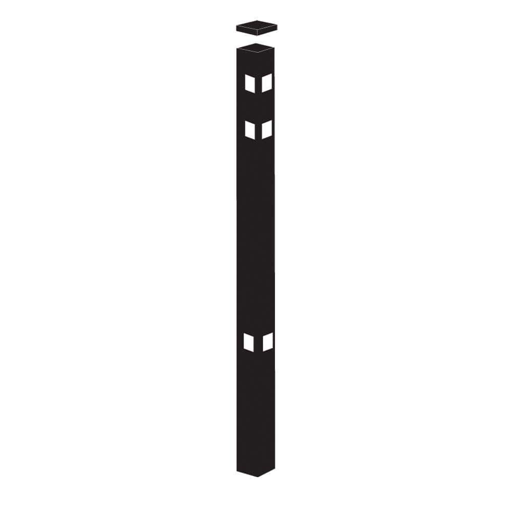 Barrette Outdoor Living 2 in. x 2 in. x 8-7/8 ft. Cascade Black Standard-Duty Aluminum Fence Corner Post