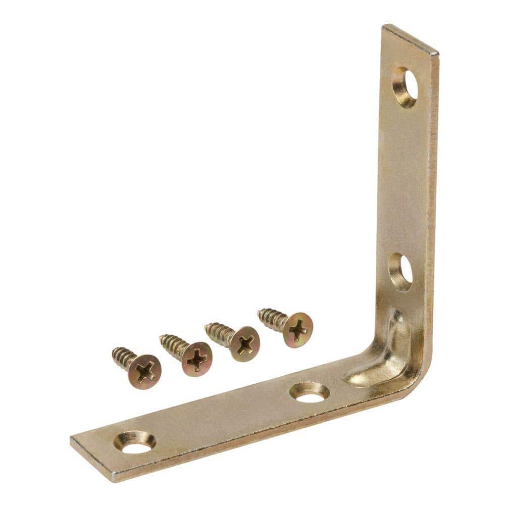 Everbilt (4-Pack) 3 in. Satin Brass Corner Brace