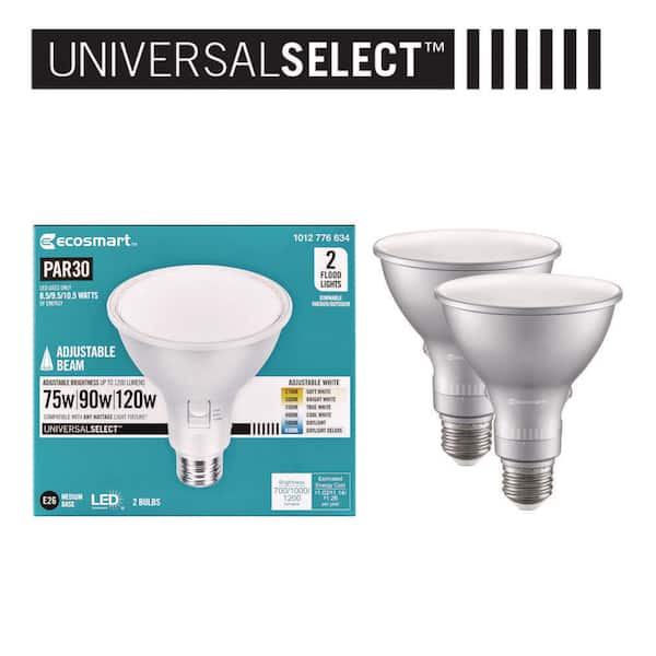 EcoSmart Universal Select 75/90/120-Watt Equivalent PAR30 Dimmable Adjustable Beam Angle LED Light Bulb with 6-CCT (2-Pack)