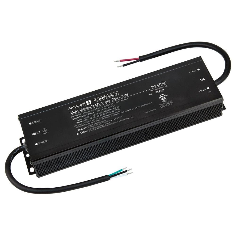 Armacost Lighting Universal Plus Black Dimmable Driver 24-Volt DC, 300-Watt ELV/MLV/TRIAC-Dimmer Switch Compatible for LED Lighting