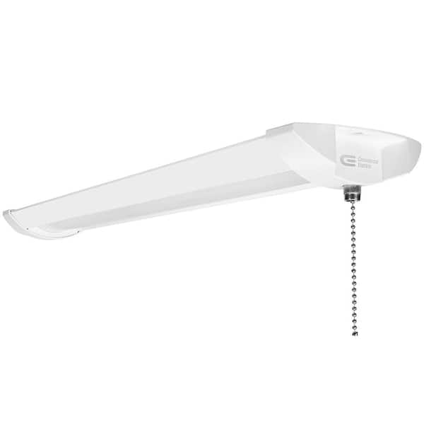 Commercial Electric 1-Pack 2 ft 2000 Lumens Closet Light with Pull Chain LED Wraparound Light 20W Bright White 4000K Laundry Room Shop Light