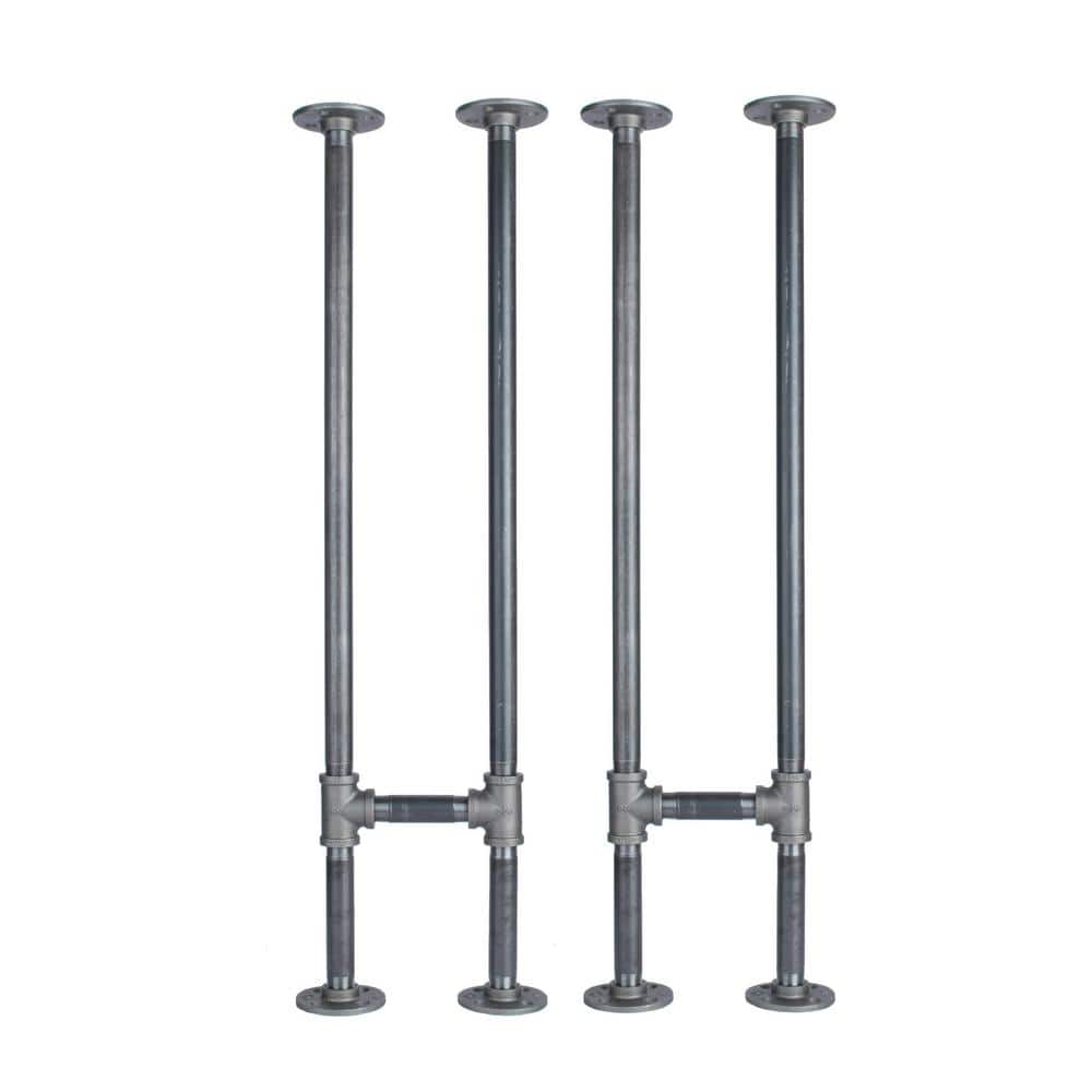 PIPE DECOR 3/4 in. x 2.6 ft. H Black Steel Pipe Heavy Duty Industrial Pipe H Style Console Table Legs (2-Pack)