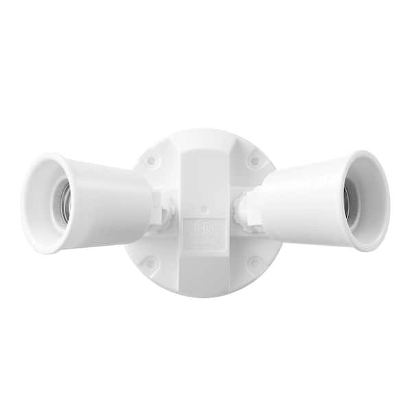 Defiant PAR White Switch Activated Wired Outdoor 2-Head Security Flood Light