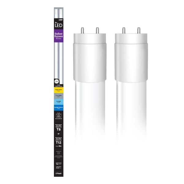 Feit Electric 18-Watt 4 ft. T8/T12 G13 Type B Ballast Bypass Linear LED Tube Light Bulb, Selectable White (2-Pack)