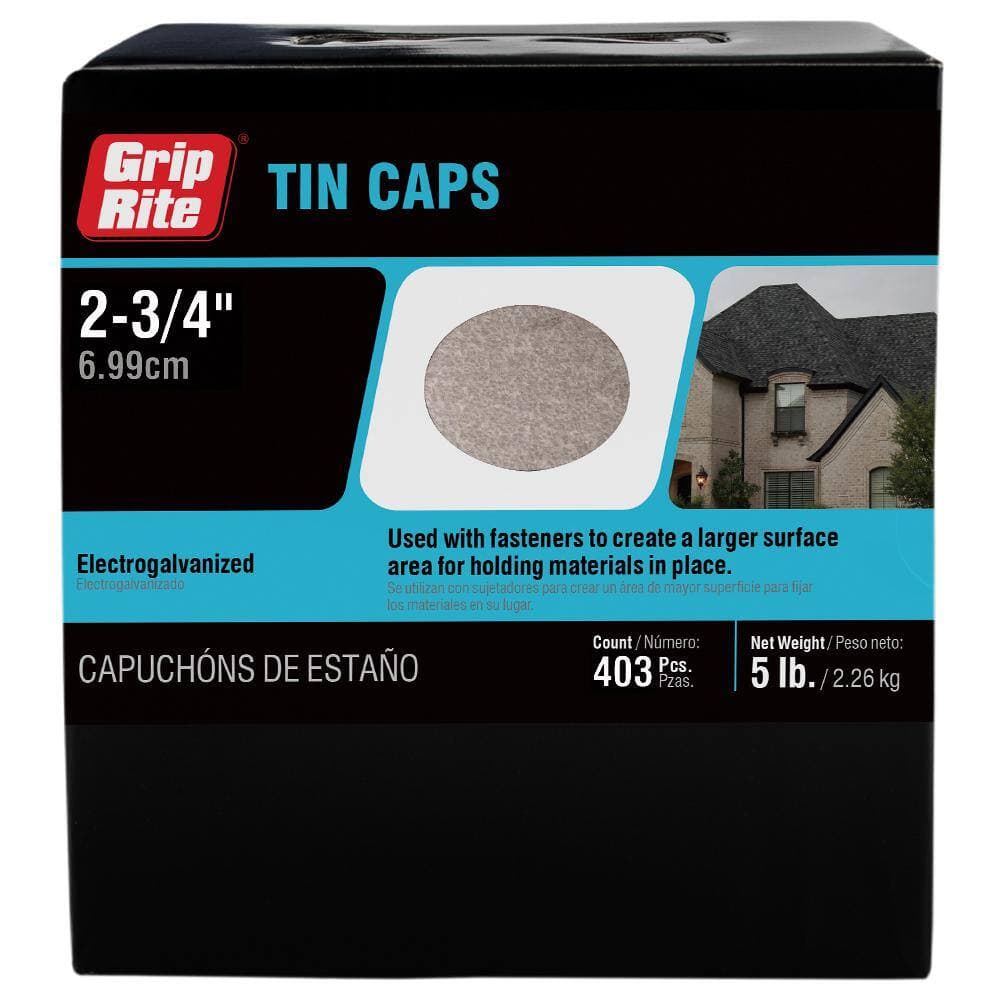 Grip-Rite 2-3/4 in. Electrogalvanized Round Tin Caps 5 lb. Box