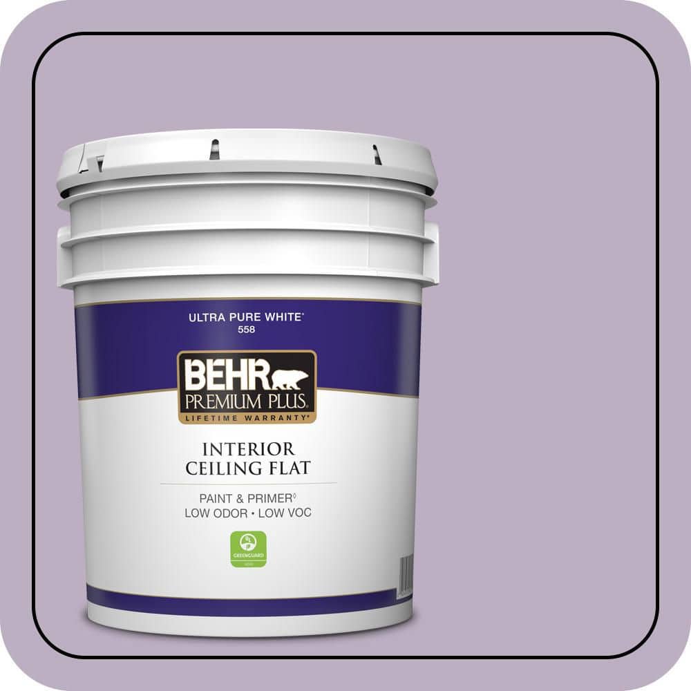 BEHR PREMIUM PLUS 5 gal. #S100-3 Courtly Purple Ceiling Flat Interior Paint & Primer