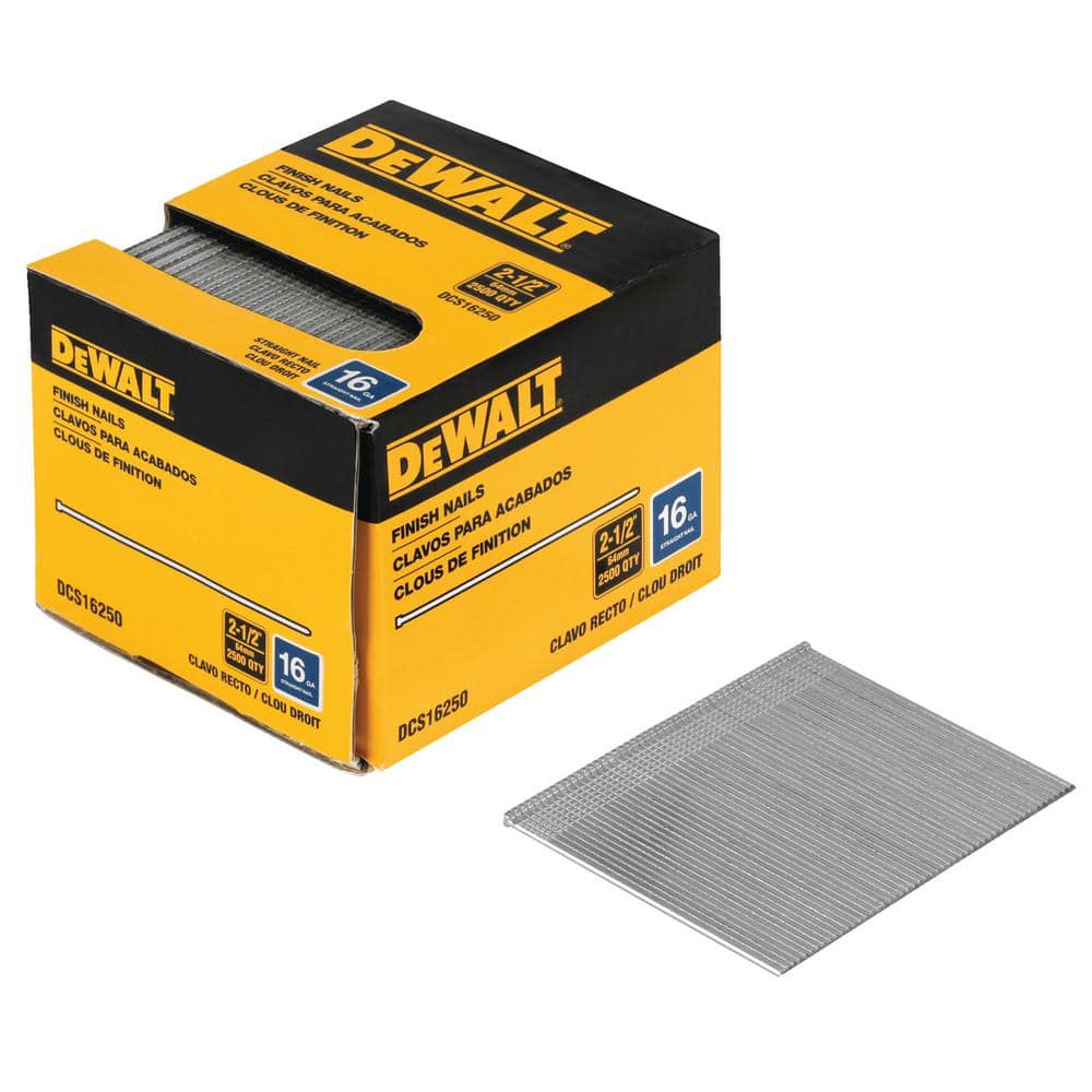 DEWALT 2-1/2 in. x 16-Gauge Plastic Collated Straight Finish Nails (2500 per Box)