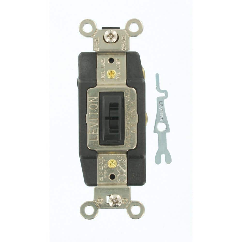 Leviton 20 Amp Industrial Grade Heavy Duty Single-Pole Double-Throw Center-Off Momentary Contact Locking Switch, Brown 1257-L
