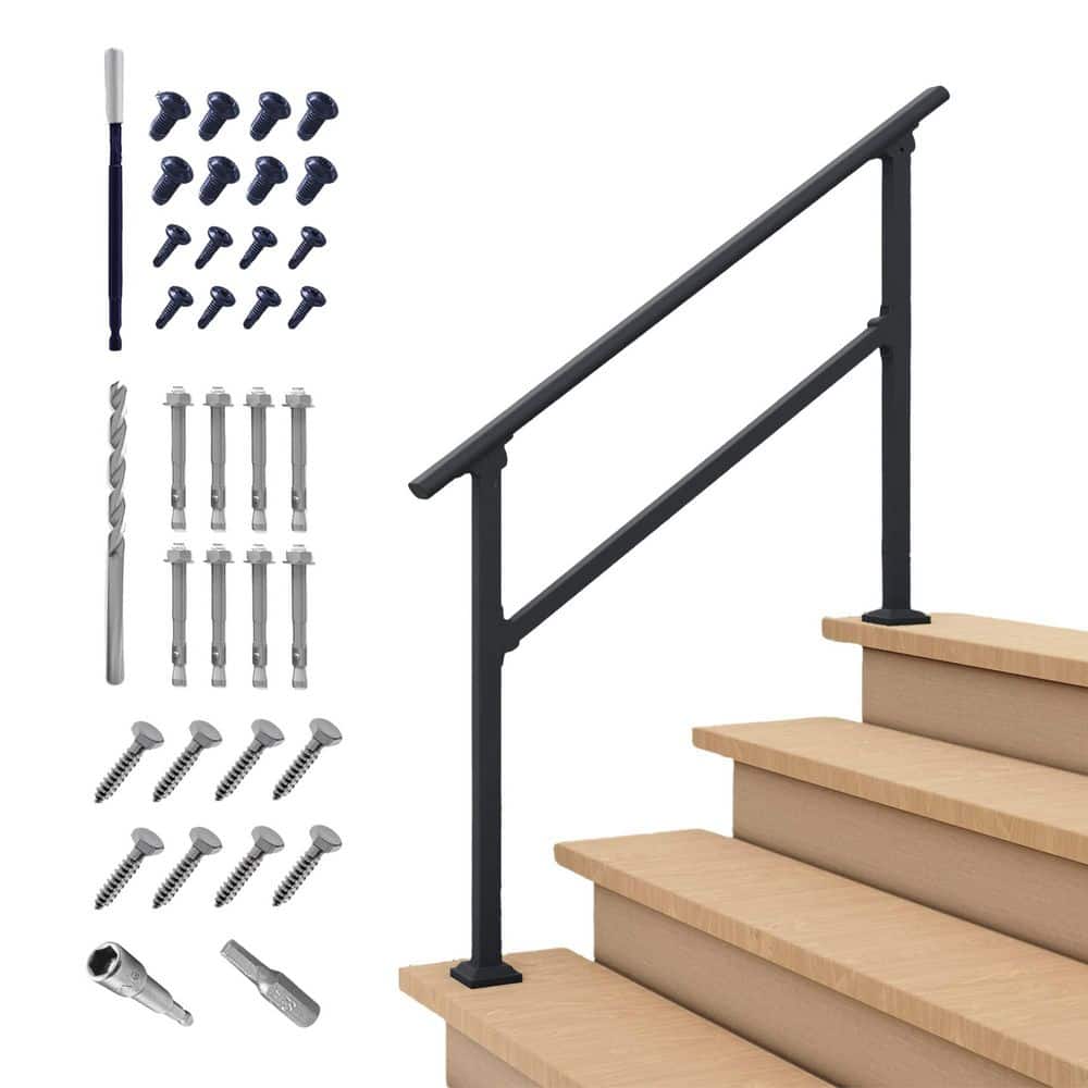 NVNOO 3-4 Step Handrail and Indoor Stair Railing Kit for Outdoor Steps