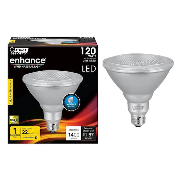 Feit Electric 120-Watt Equivalent PAR38 Outdoor Dimmable CEC Title 24 90 CRI E26 Flood LED Light Bulb, Bright White 3000K