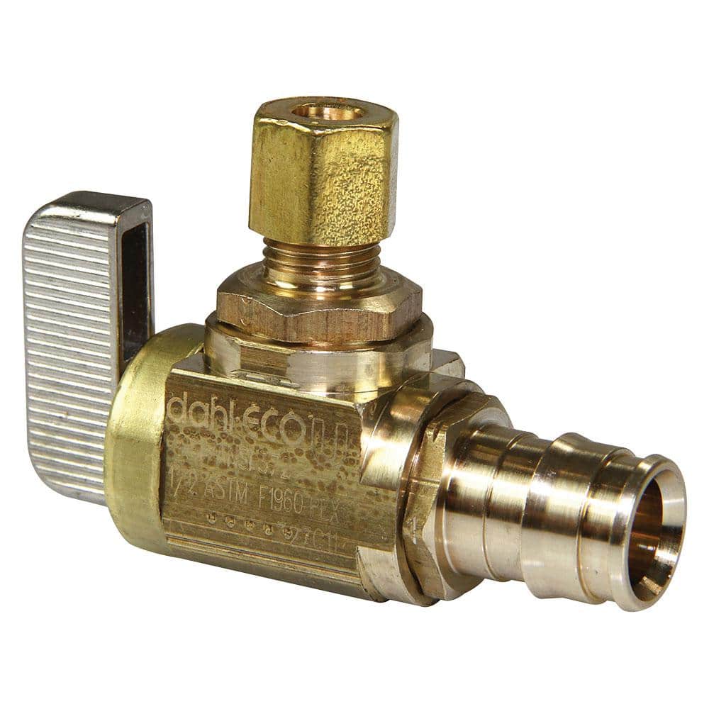 Uponor ProPEX 1/2 in. PEX-A Expansion Barb x 1/4 in. OD Compression Lead-Free Brass Angle Ice Maker Box Valve