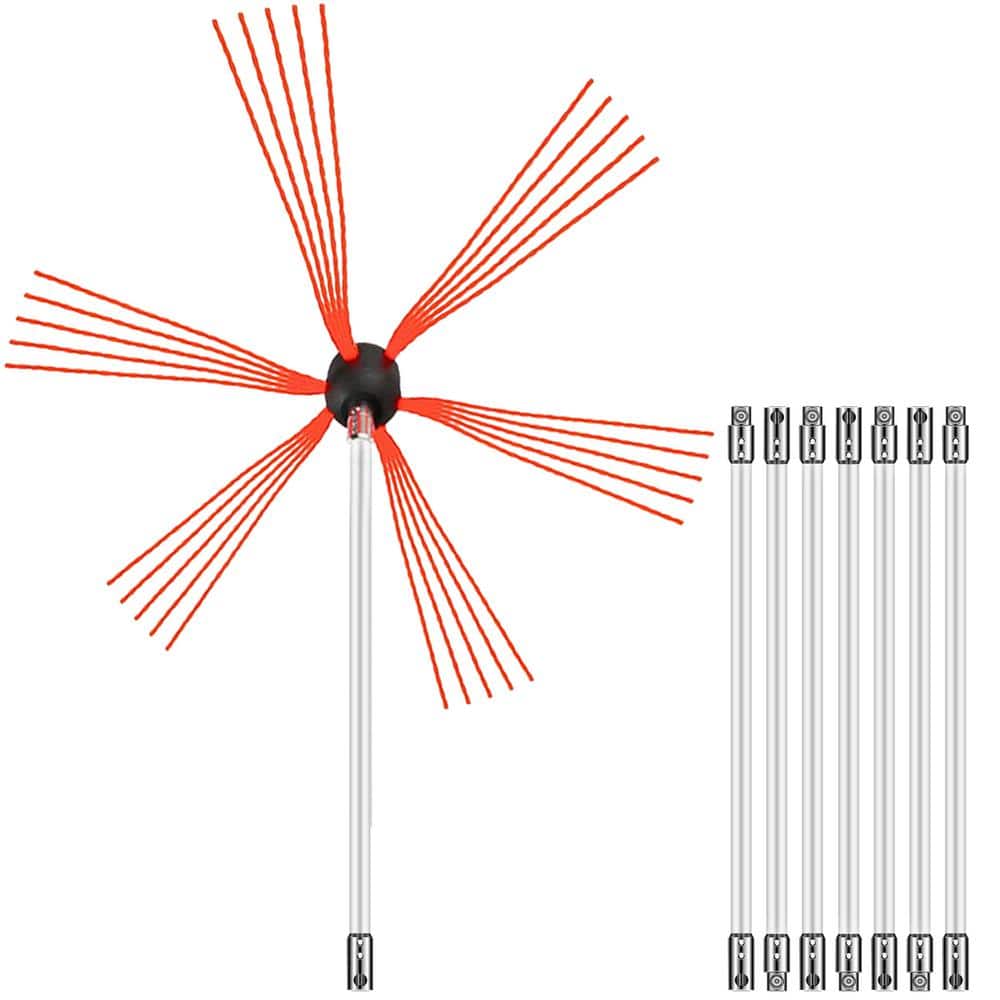 VEVOR Chimney Sweep Kit 26 ft. L Chimney Cleaning Tool Kits with 8 Nylon Flexible Rods Chimney Brush Kit Fireplace Tool