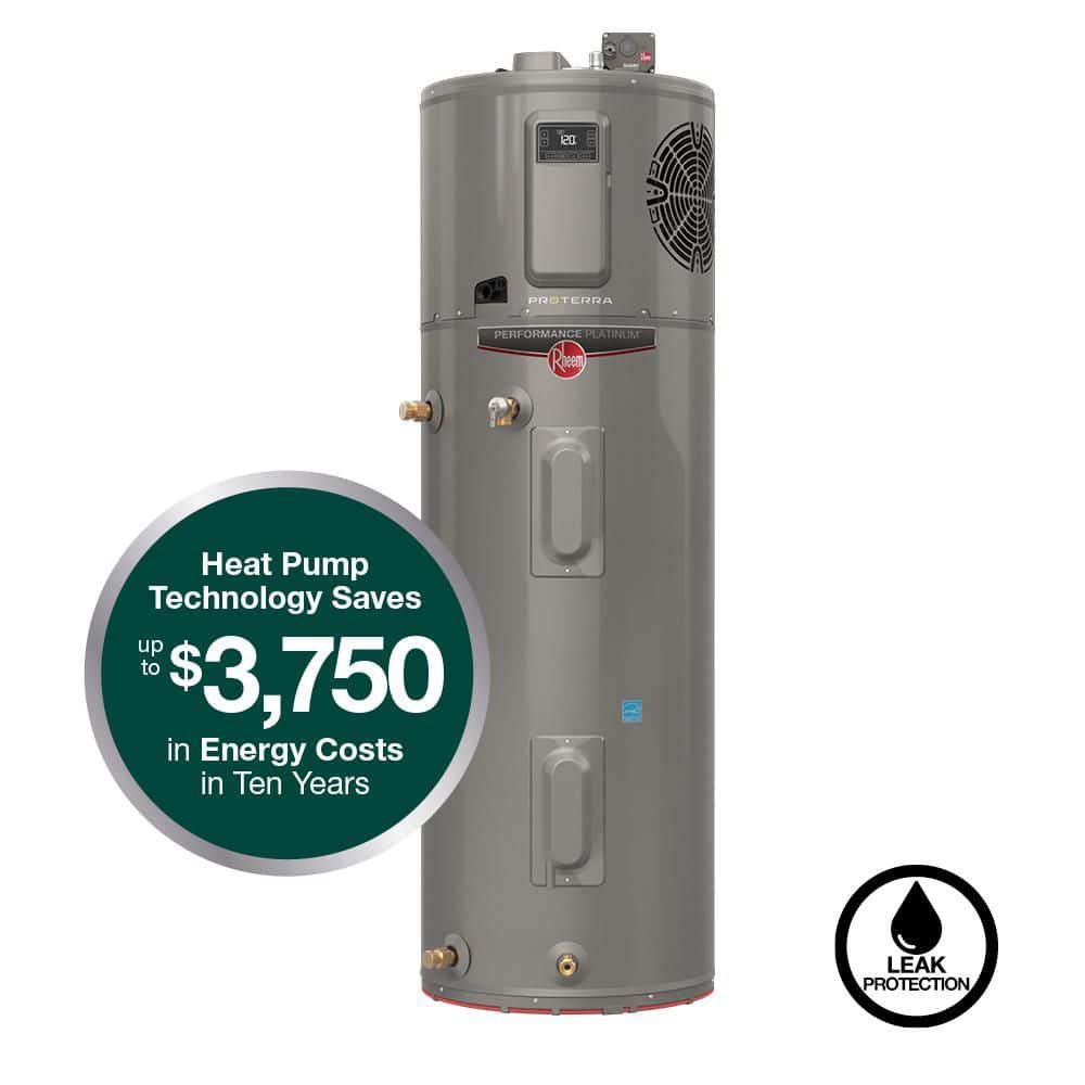 Rheem ProTerra Smart High Efficiency Hybrid Heat Pump Water Heater w/ Leak Detection & Auto Shutoff - 10-Year Warranty
