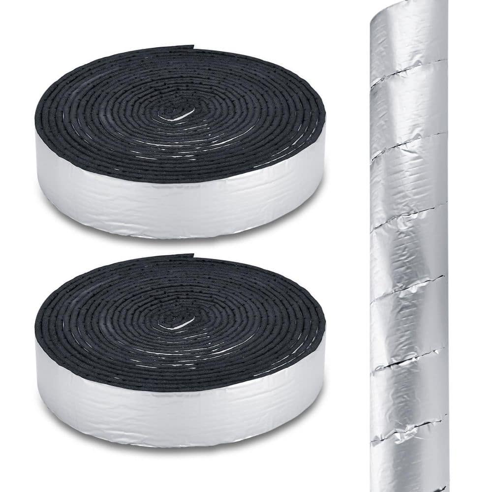 NVNOO 0.2 in. x 2 in. x 32.8 ft. R-1 Outdoor Pipe Insulation Wrap, for Winter Freeze Protection (2-Pack)