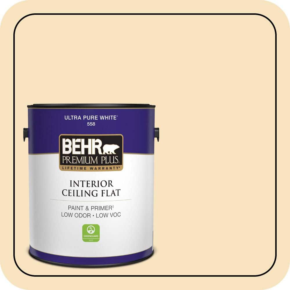 BEHR PREMIUM PLUS 1 gal. #HDC-CT-03 Candlewick Ceiling Flat Interior Paint & Primer