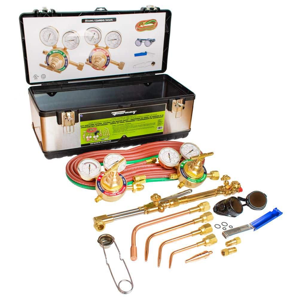 Forney Heavy Duty Oxygen-Acetylene Deluxe Victor style Cutting, Brazing and Welding Kit with Regulators