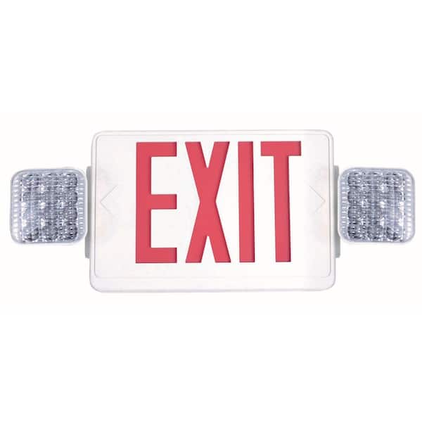 Commercial Electric 1-Pack Combo 14-Watt Equivalent Integrated LED White Exit Sign and Emergency Light with Ni-Cad 9.6-Volt Battery