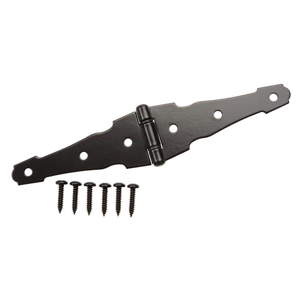 Everbilt 4 in. Black Heavy-Duty Decorative Strap Hinge