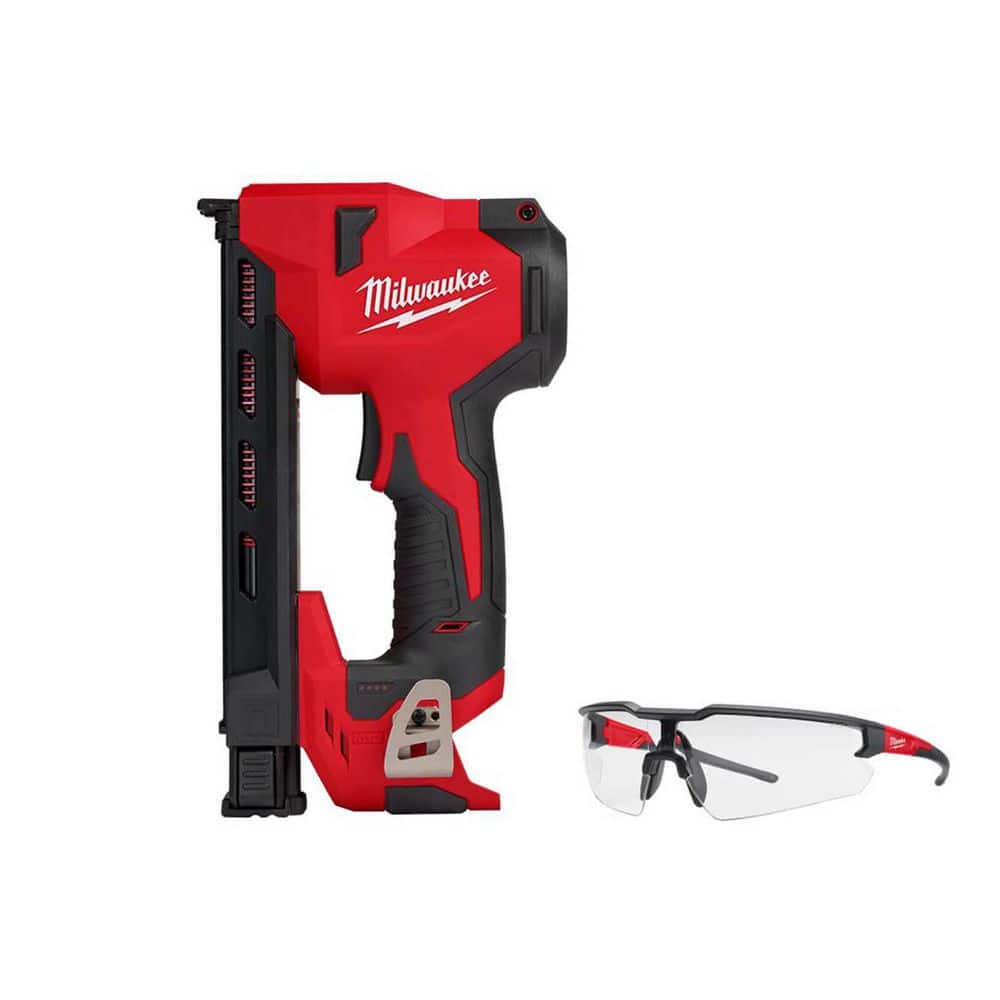 Milwaukee M12 12-Volt Lithium-Ion Cordless Cable Stapler w/ Clear Safety Glasses Anti-Scratch Lenses