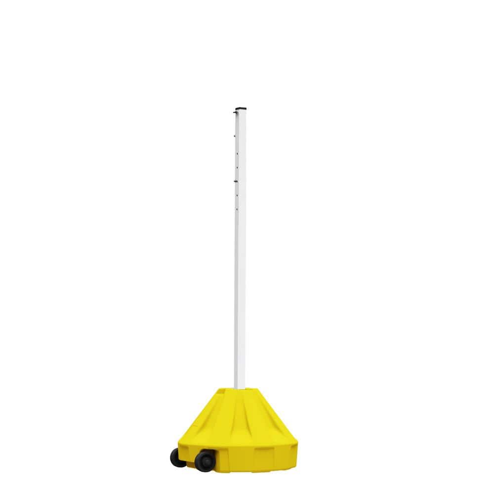 PLASTICADE Roll-A-Post 18 in. Diameter Yellow Base Portable Post Sign Stand Kit