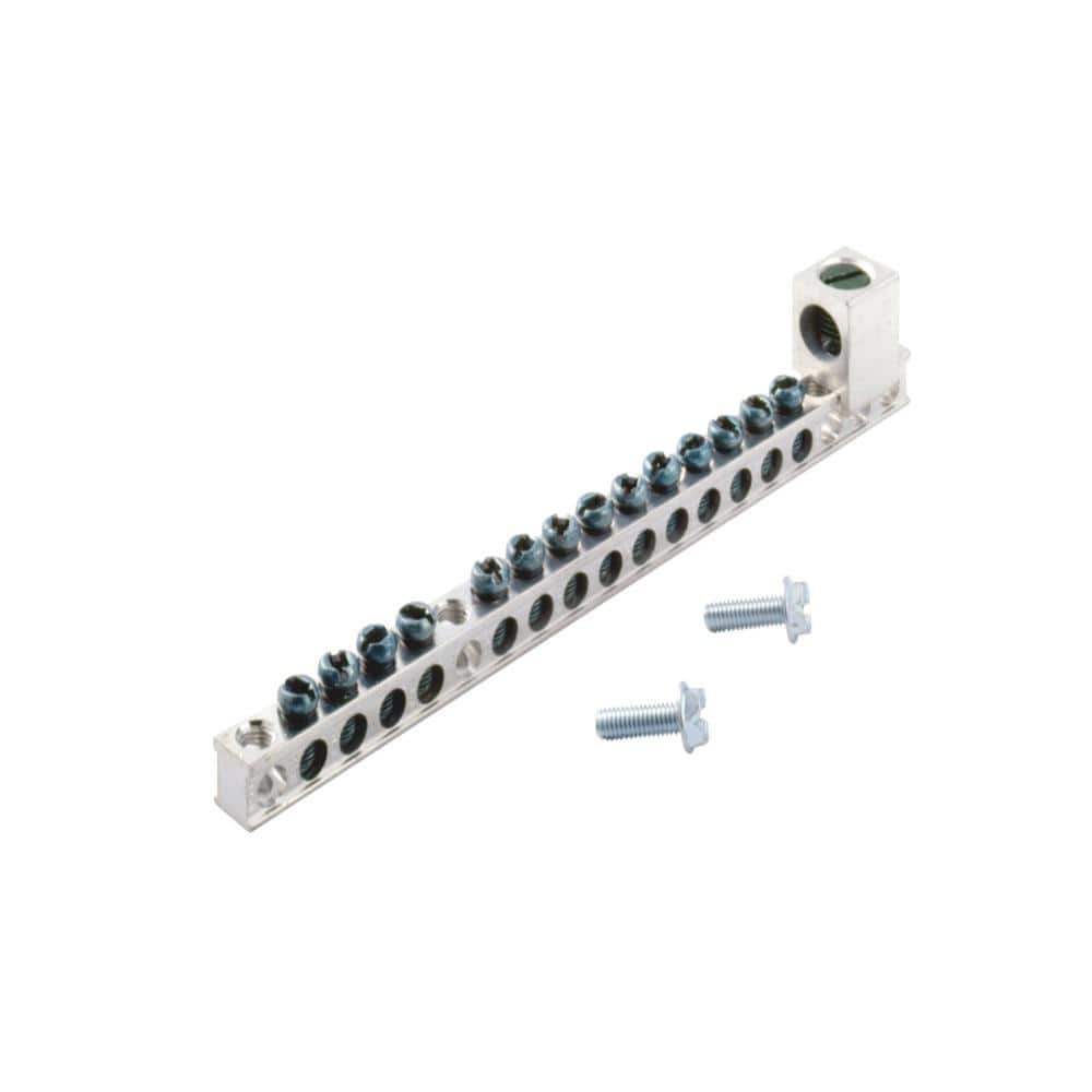Eaton BR and CH 14 Terminal Plug-On Neutral Ground Bar with 2/0 Lug