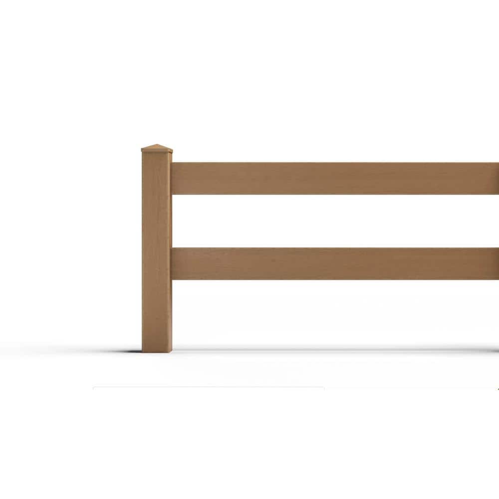 Natures Composites Composite Traiditional Two Board Ranch Rail Fence Panel (3 ft. H x 5.75 ft. W) Timber Brown