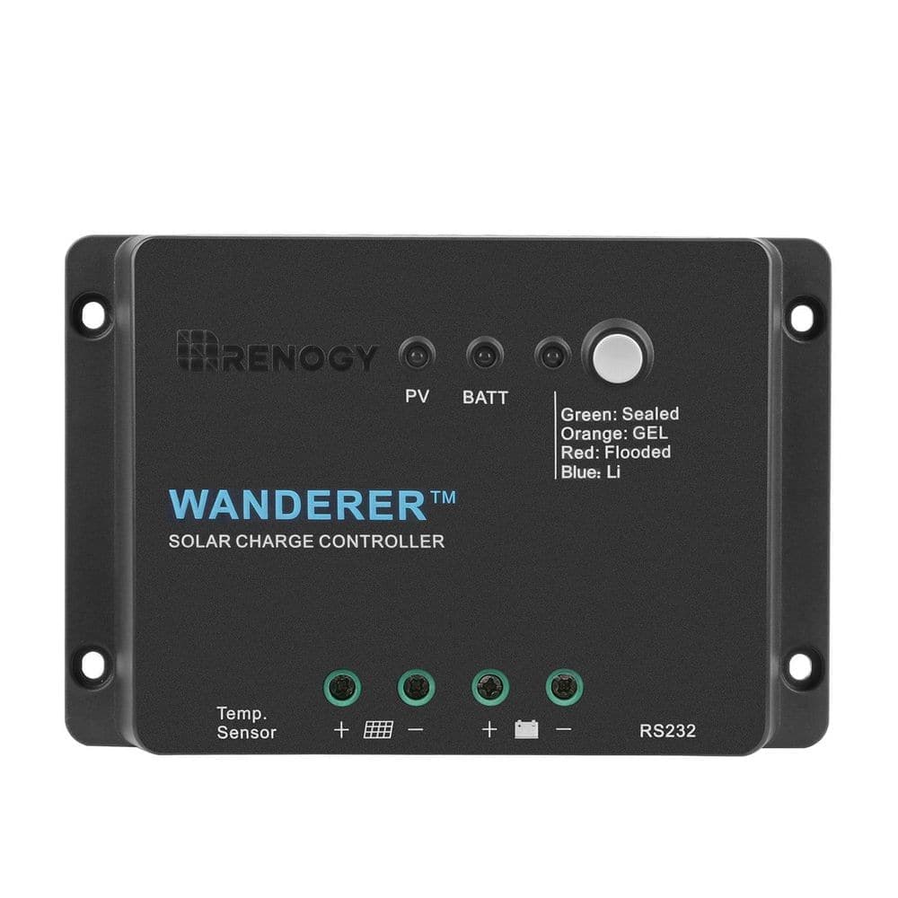 Renogy Wanderer 30 Amp 12V PWM Solar Charge Controller for AGM, Gel, Flooded and Lithium Battery