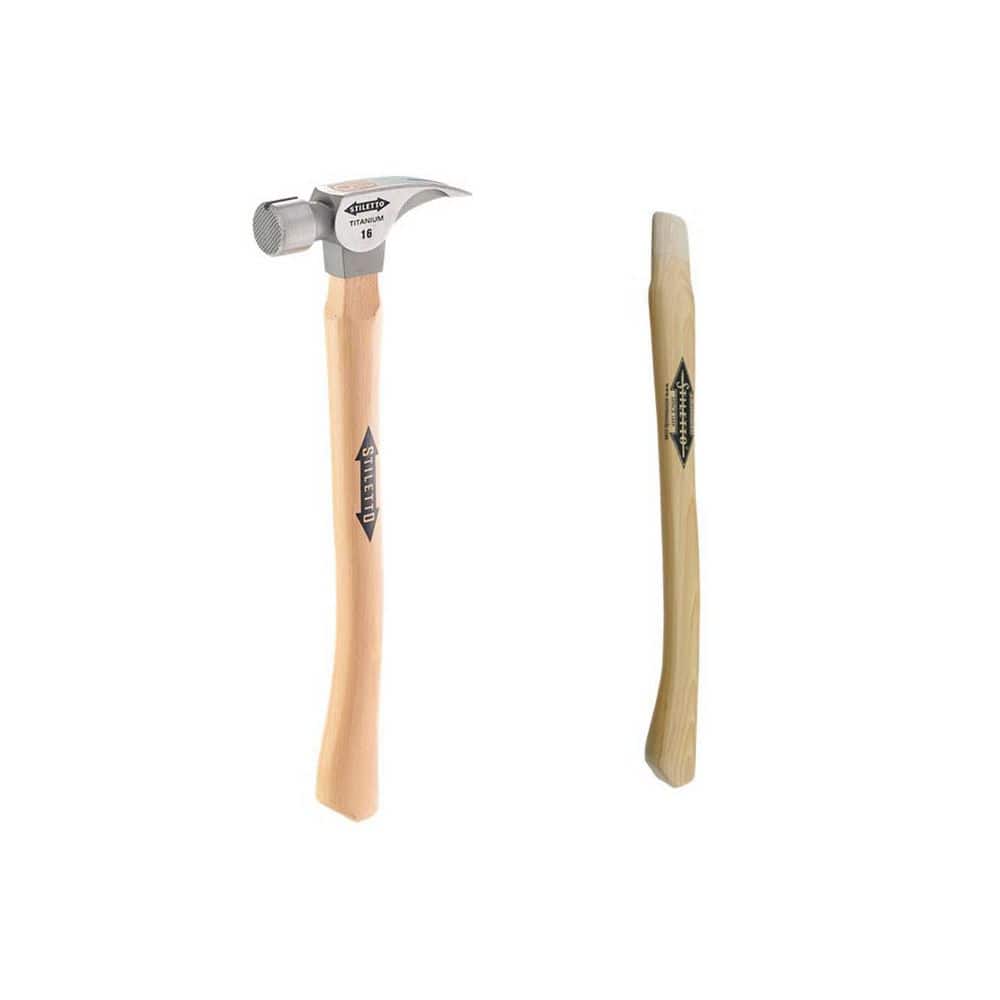 Milwaukee 16 oz. Titanium Milled Face Hammer with 18 in. Curved Hickory Handle with 18 in. Curved Hickory Replacement Handle