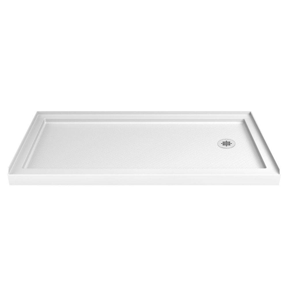DreamLine Slim Line 42 in. L x 60 in. W Alcove Single Threshold Shower Pan Base with Right Drain in White