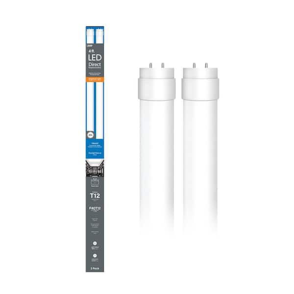 Feit Electric 40-Watt 4 ft. T12 G13 Type A Plug and Play High Output Linear LED Tube Light Bulb, Daylight Deluxe 6500K (2-Pack)