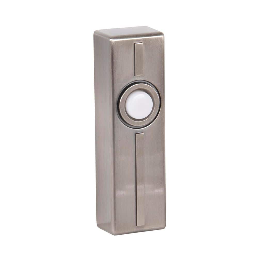 CRAFTMADE Wired Surface Mount Antique Nickel Finish Doorbell Push Button with Illuminated LED Chime Button