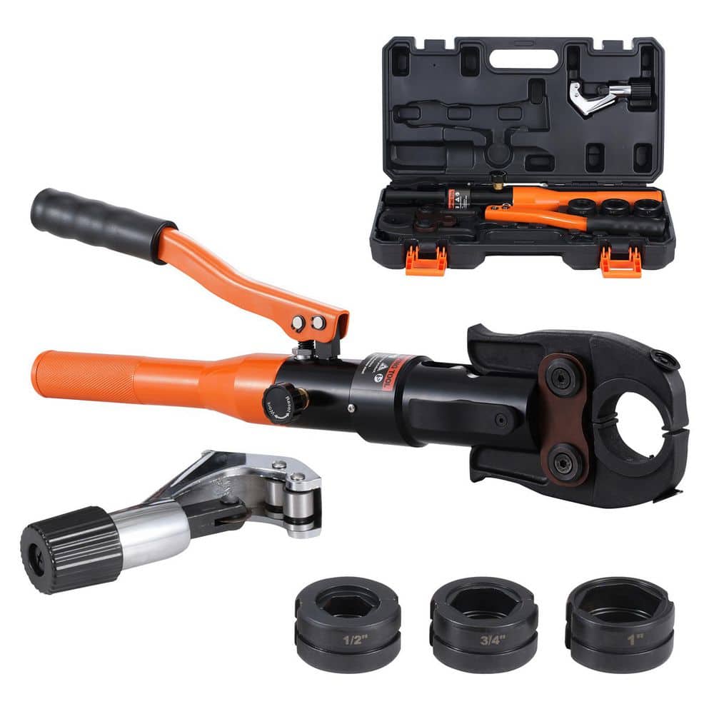 SKYSHALO Hydraulic Copper Pipe Crimping Tool, 1/2 in., 3/4 in., 1 in. Jaws, for Tube Fittings and Tight Spaces
