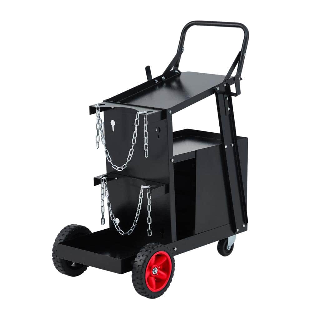 PioneerWorks Welder Cart with Drawers, Welding Cart with Tank Storage Safety Chains and Gas Cylinder Slots for TIG ARC Plasma Cutter