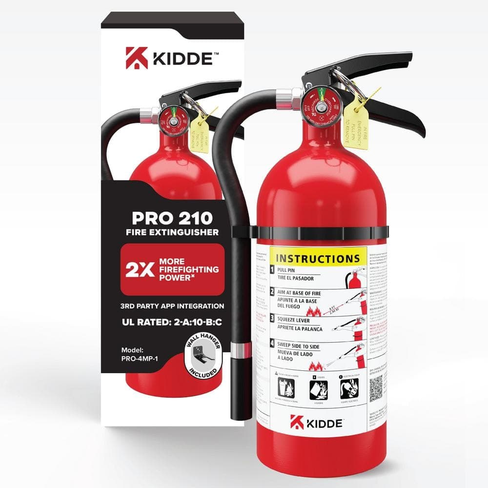Kidde Pro 210 Rechargeable 2-A:10-B:C Class ABC 4 lb. Fire Extinguisher, PRO-4MP-1