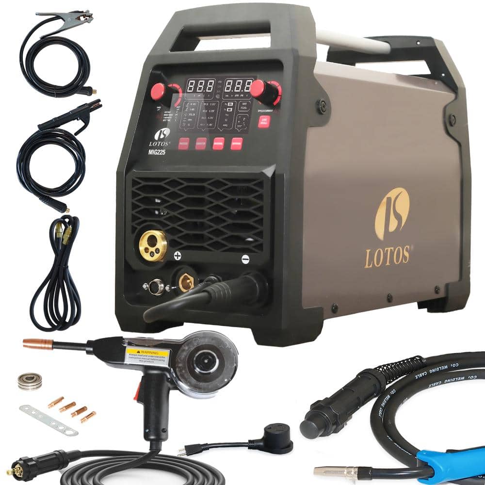 LOTOS 225-Amp Multi-Process 6-in-1 Dual Voltage MIG Welder Welding Machine with Aluminum Spool Gun