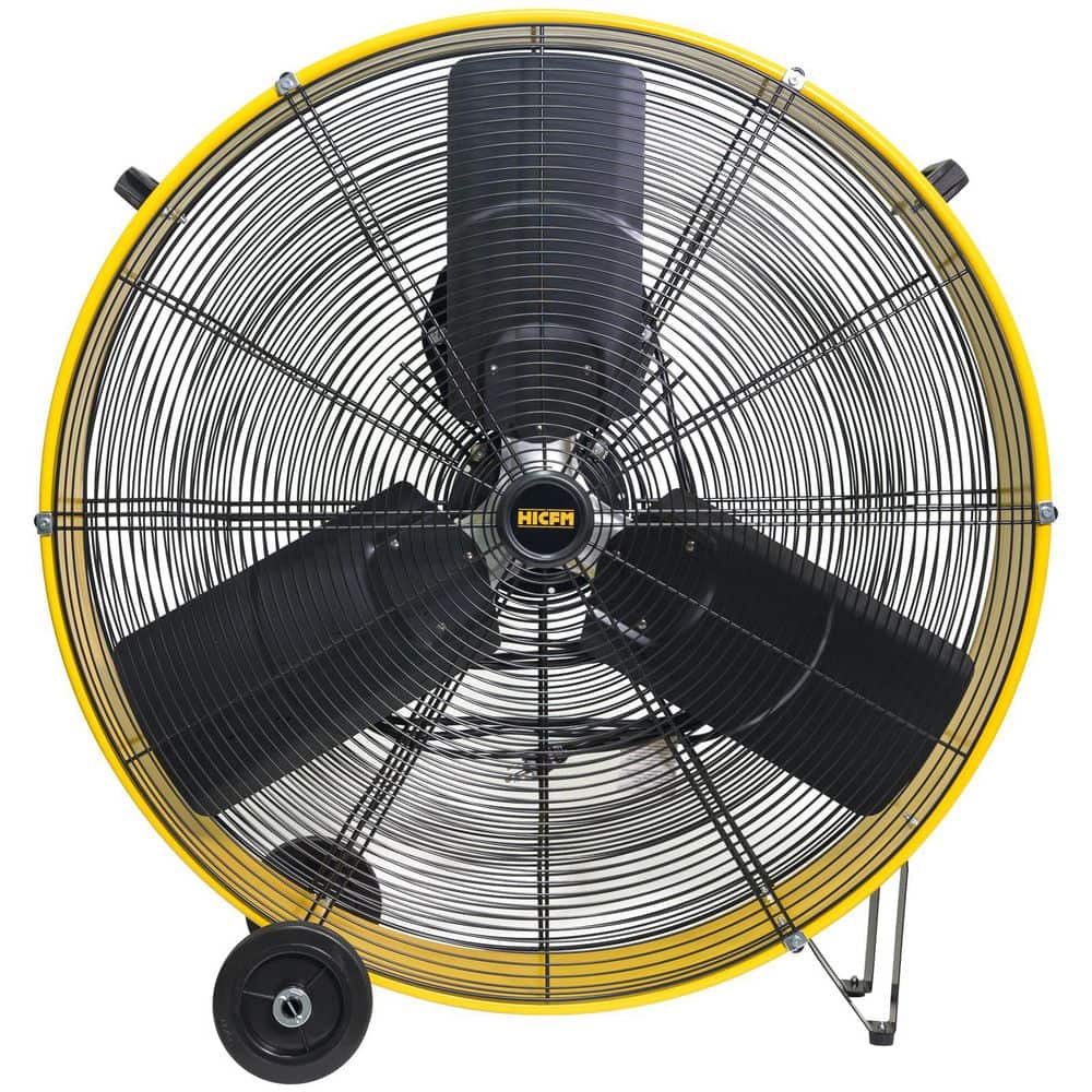 Edendirect 30 in. BLDC Portable High Velocity Heavy Duty Industrial DC Drum Fan in Yellow, with Variable Speed, 2-Wheels