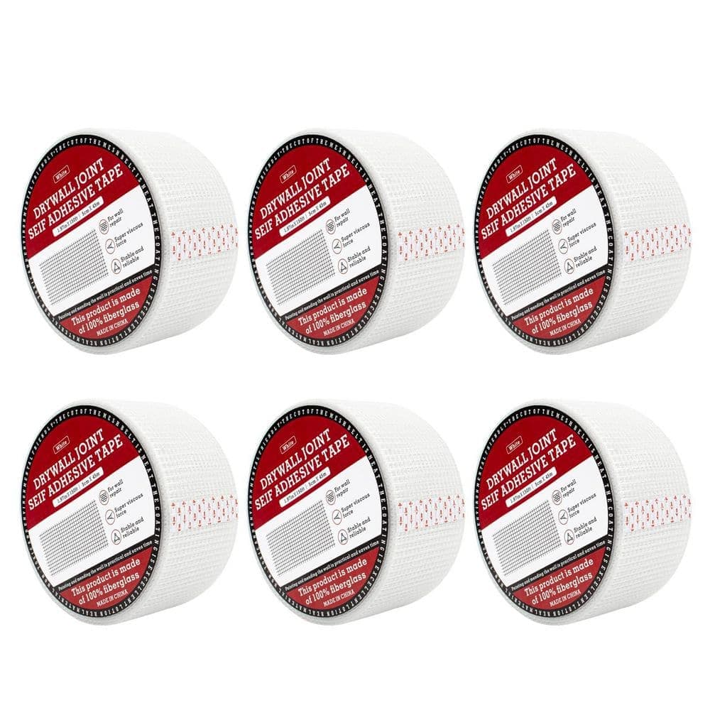 Laybus 6 Piece 1.97 in. x 150 ft. Drywall Joint Tape, Fiberglass Mesh Tape for Drywall Repair, Self-Adhesive Drywall Mesh Patch