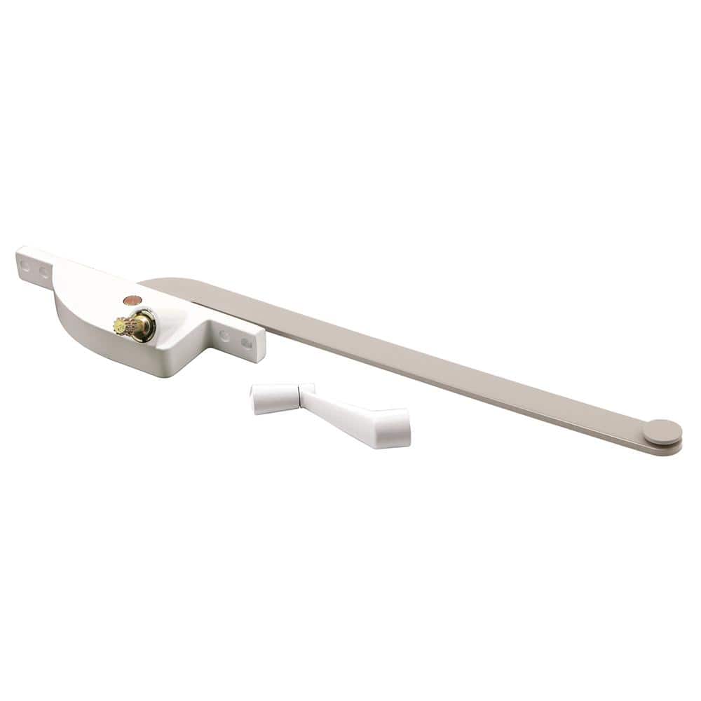 Prime-Line Steel Casement Window Operator, 9 in. Arm, Teardrop Housing, White, Left Hand