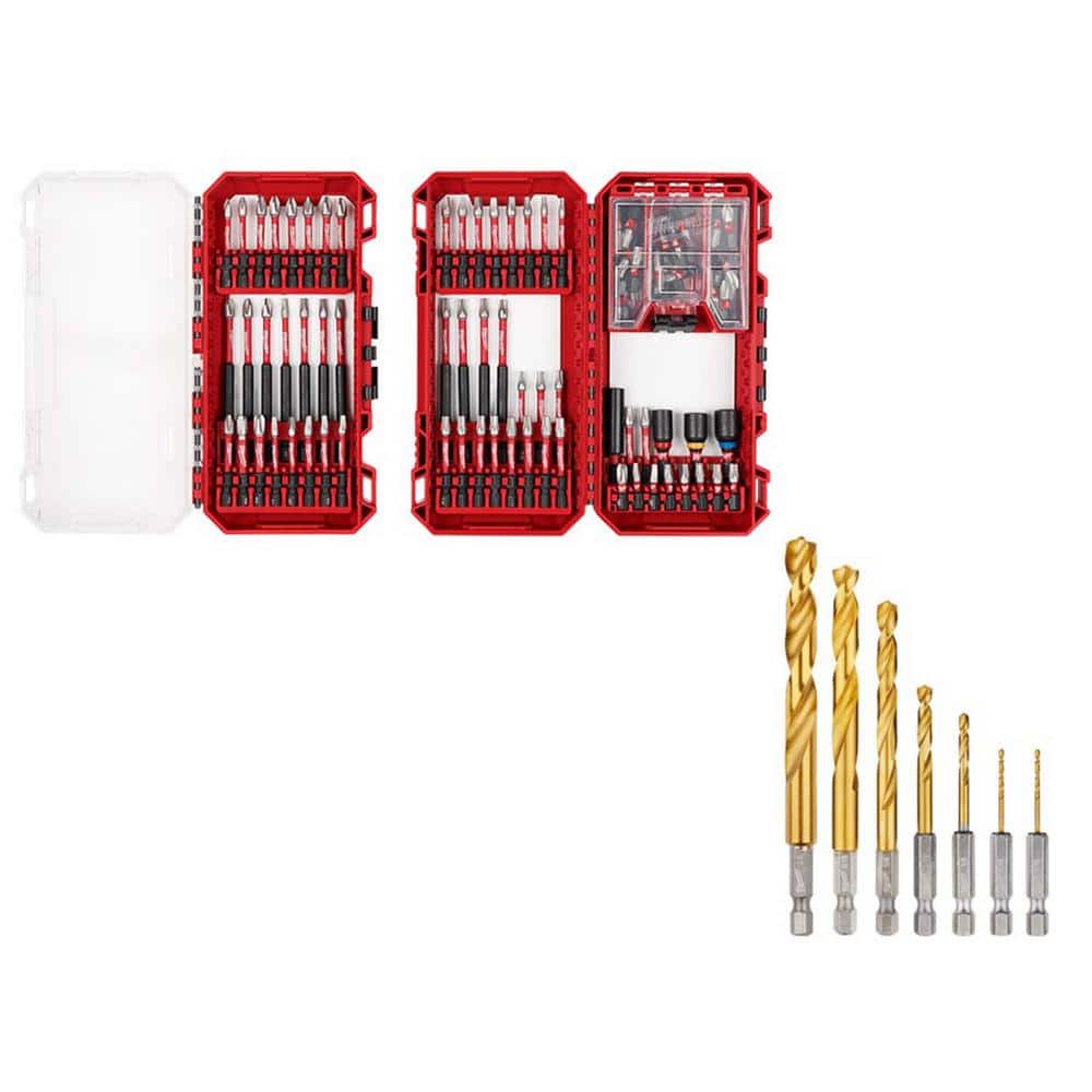 Milwaukee SHOCKWAVE Impact-Duty Alloy Steel Screw Driver Bit Set with SHOCKWAVE Impact Duty Titanium Drill Bit Set (107-Piece)