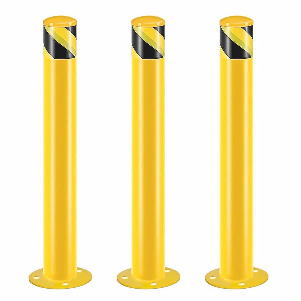 cadeninc 36 in. H x 3.5 in. D Yellow Steel Safety Bollard Post for Traffic-Sensitive Area, Garage or Parking Lot (Set of 3)