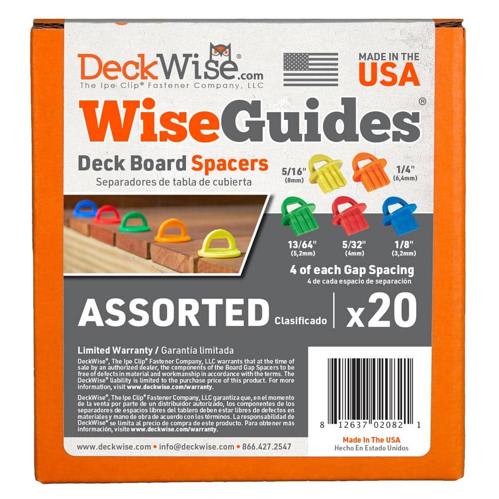DeckWise WiseGuides 1/8 in., 5/32 in., 13/64 in., 1/4 in., 5/16 in. Assorted Gap Deck Board Spacer Pack for Hidden Deck Fasteners