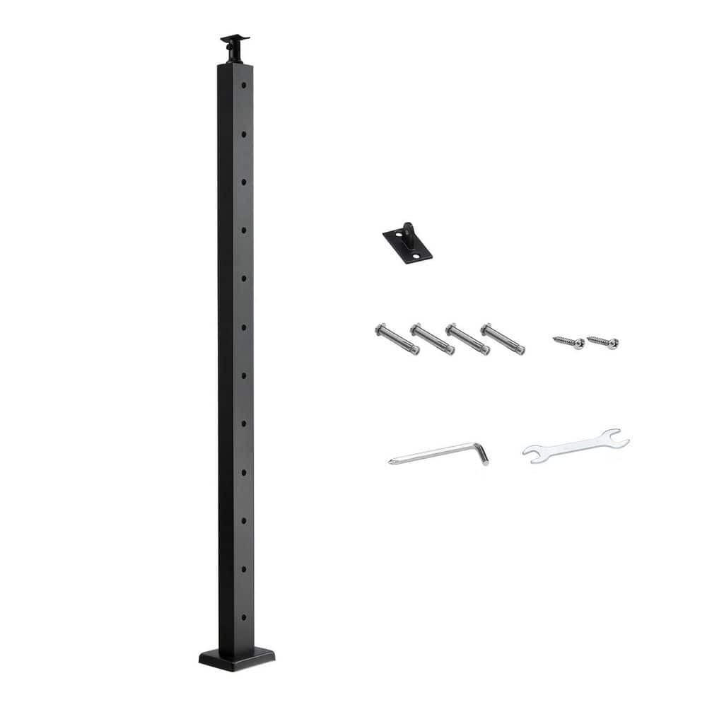 SVOPES 42 x 2 x 2 in. Cable Railing Post, Stainless Steel Deck & Stair Posts, Cable for Cable Railing System, Black, 1-Pack