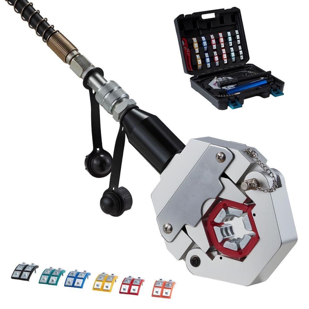 VEVOR Hydraulic Hose Crimper, 14.2 in. Rubber Hydra-Krimp AC Hose Crimper Kit with 7 Dies Snap-On A/C Hoses Crimping Tool