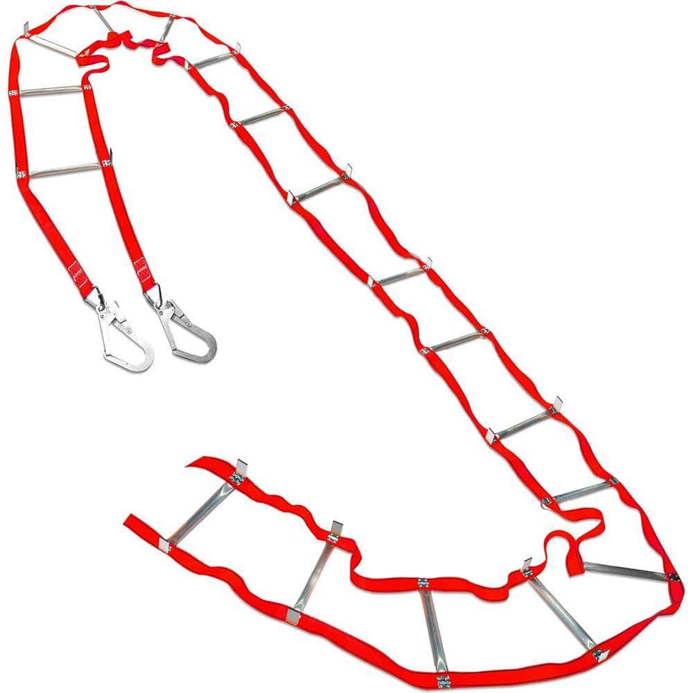 KIWDZFU 25 ft. 3-Story Fire Escape Ladder Lightweight with Widen Feet Reusable Anti-Slip Design for Emergencies
