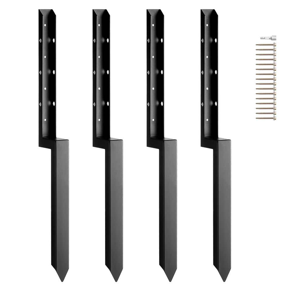 SKYSHALO Fence Post Anchor Repair Kit 4 Pack Inner Diameter 2 in. x 2 in. Heavy-Duty Steel Fence Post Support Stakes Anchor