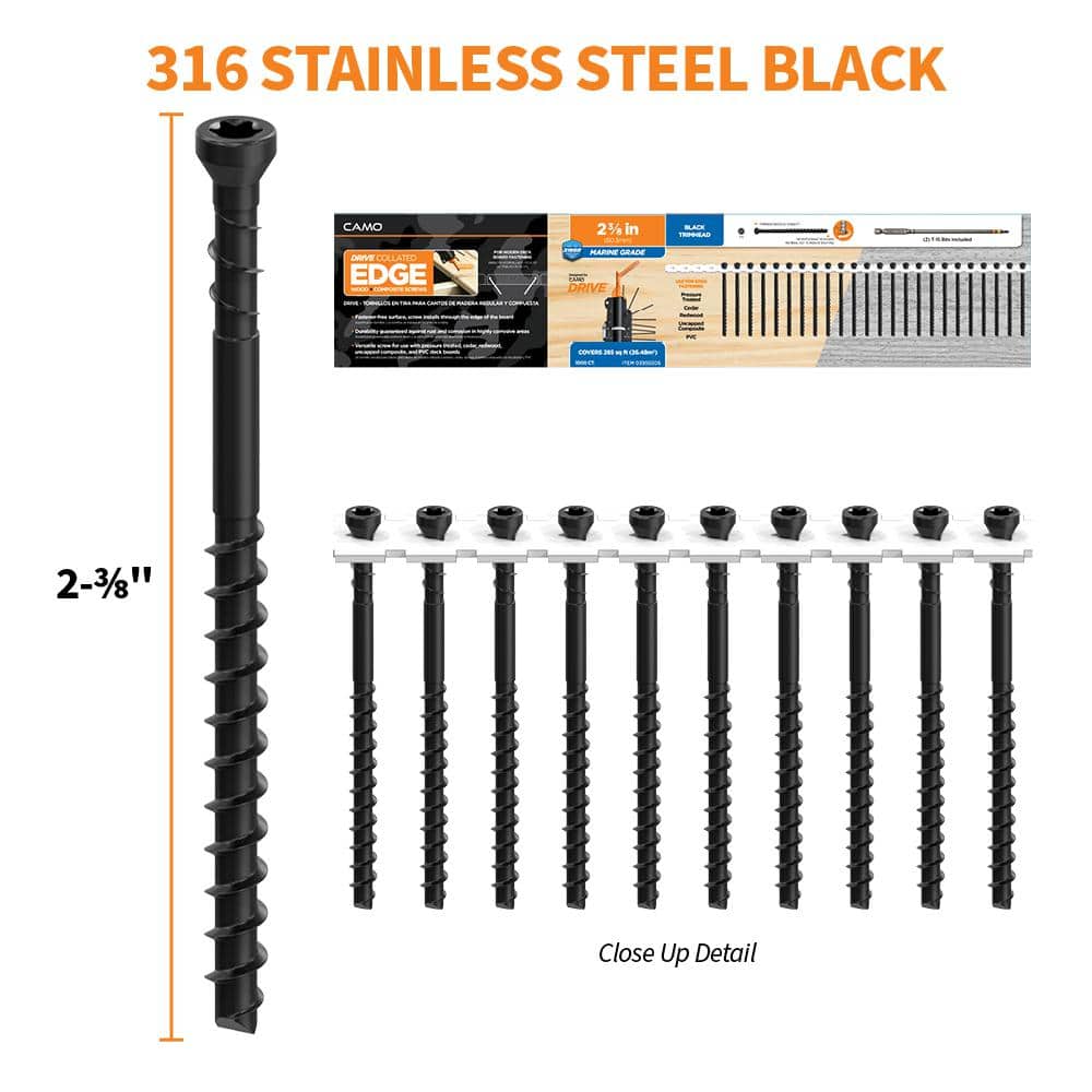CAMO #7 x 2-3/8 in. Stainless Steel Star Drive Trim Head Collated Edge Deck Screw (1000-Count)