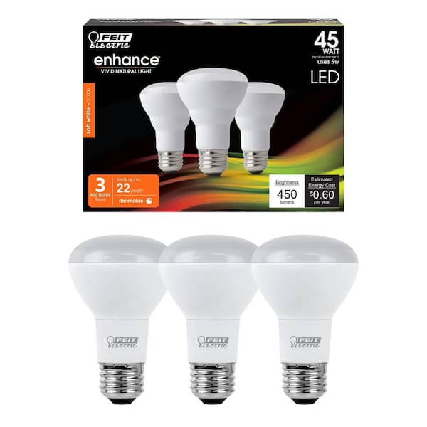 Feit Electric 45-Watt Equivalent R20 Dimmable CEC 90+ CRI Track CEC Title 20 E26 Medium Flood LED Light Bulb Soft White 2700K (3-Pack)